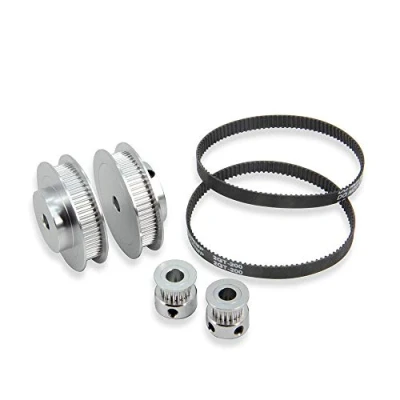 Abbildung von Zeberoxyz 2 Stück Set GT2 Synchronrad, 20 &amp; 60 Zähne, 6.35mm Bohrung, Aluminium Zahnriemenscheibe mit Länge 200 mm Breite 6mm Riemen (20 60T 6.35B 6)