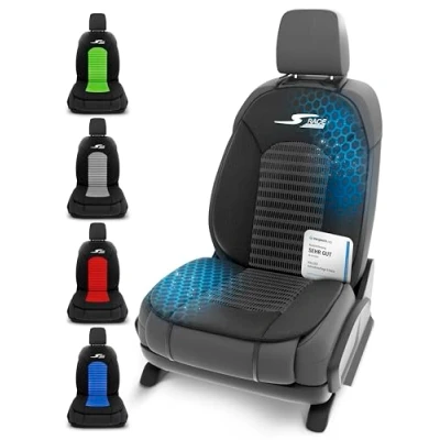 Abbildung von Walser Car Comfort Auto Sitzauflage S Race, Sitzkissen PKW, Universal Sitzschoner, Vordersitze, Sitzunterlage schwarz