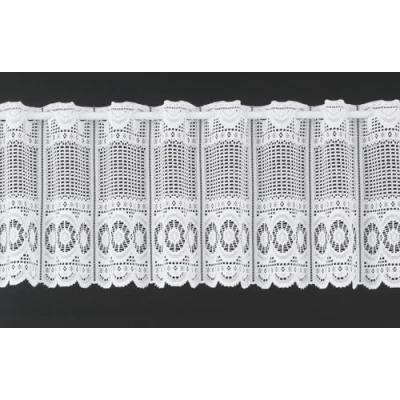 Abbildung von Scheibengardine nach Maß Jacquard gebogt Abschluss, Gardinen Kranzusch, Stangendurchzug, transparent, Kurzgardine, Wunschmaß, Stablöcher, transparent