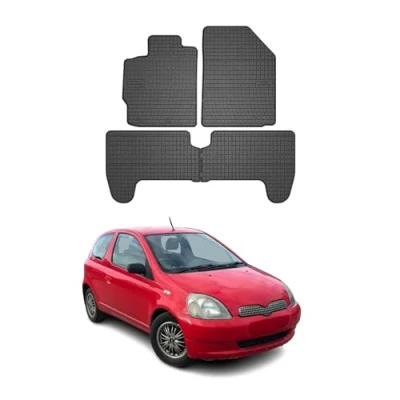 Abbildung von OMAC Gummi Fußmatten kompatibel mit Toyota Yaris 1999 2005 Automatten Schwarz 4tlg