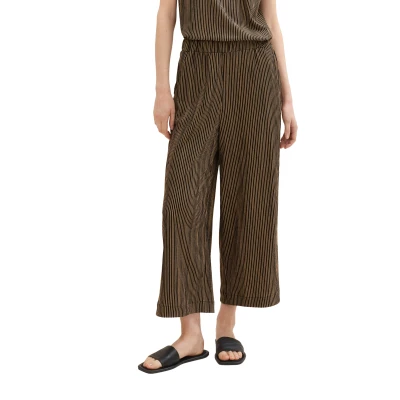 Abbildung von TOM Tailor Denim Fliessende Culotte Stoffhose, Damen, Größe: XL, Black beige stripe