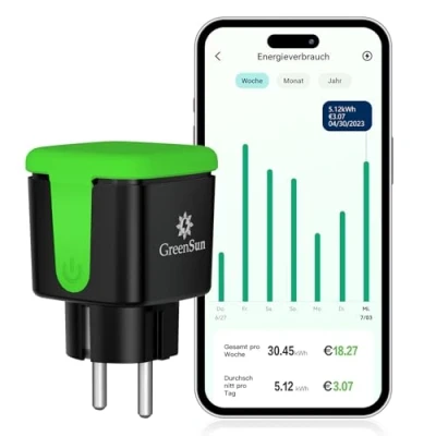 Abbildung von GreenSun WLAN Steckdose Outdoor Zeitschaltuhr Aussenbereich Stromzähler für Außen Aussensteckdose Wasserdicht IP44 2,4GHz 16A