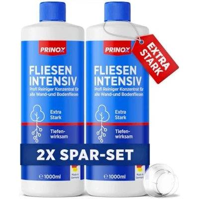 Abbildung von PRINOX® 2x 1000ml Fliesenreiniger &amp; Fugenreiniger Konzentrat EXTRA STARK Reiniger zum Entfernen von hartnäckigen Verschmutzungen, Kalk oder Seifenresten im Bad