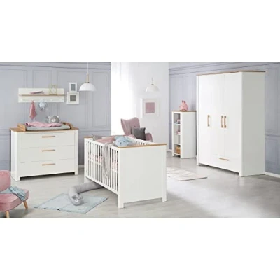 Abbildung von roba® Babyzimmer Komplettset Ava, Gitterbett, Wickelkommode &amp; Kleiderschrank 3 türig