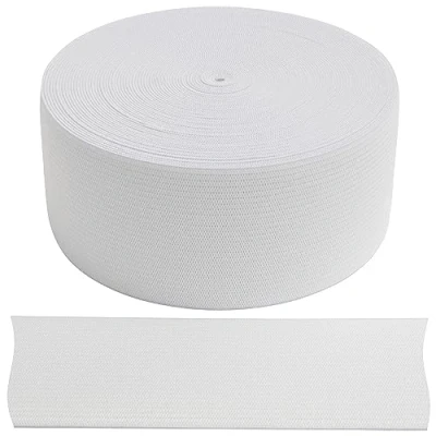 Abbildung von AERZETIX C67544 Flaches geflochtenes Gummiband 10 Meter Breite 45 mm Polyester + Latex Farbe weiß