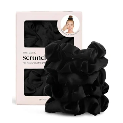 Abbildung von Kitsch Satin Sleep Scrunchies (Various Colours) Black