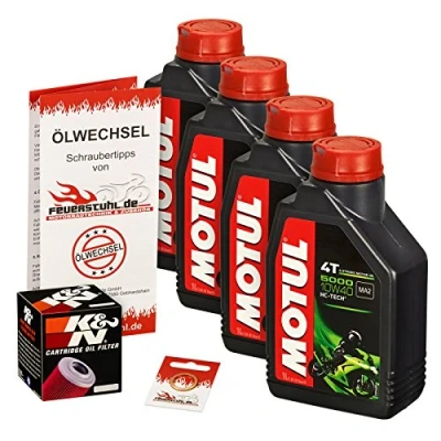Abbildung von Motul 10W 40 Öl + K&amp;N Ölfilter für Kawasaki ZR 7 /S, 99 04, ZR750F Ölwechselset inkl. Motoröl, Filter, Dichtring