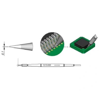 Abbildung von JBC Lötspitze Serie C210, Rundform, C210020/Ø 0,1 mm, gerade C210020 (Lötkartusche Lötpatrone Loetspitze Loetkartusche Loetpatrone T210 A AD2210 2210 C210)