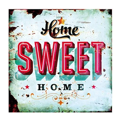 Abbildung von LB H&amp;F Blechschild Blech Schild Metallschild Nostalgie Retro Home Sweet türkis 30x30 cm Gross (Home)