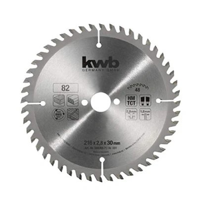 Abbildung von kwb Kreissägeblatt 216 x 30 mm, sehr feiner Schnitt, Sägeblatt geeignet für Arbeitsplatten, Holz und beschichtete Platten