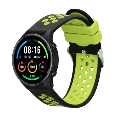 Abbildung von kwmobile Ersatzarmband kompatibel mit Xiaomi Mi Watch/Mi Watch Color Sport Armband Fitnesstracker Band aus Silikon in Schwarz Grün