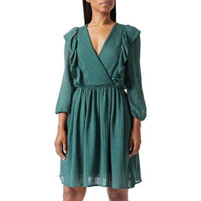 Abbildung von ONLY Women&#039;s ONLLONDON 3/4 Ruffle Dress NOOS WVN Kleid, Trekking Green, XS