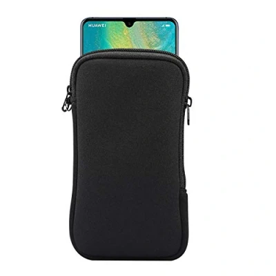 Abbildung von Neopren Handyhülle Mesh Tasche Lanyard Hülle für iPhone 16 Plus 15 14 13 Pro Max Samsung Galaxy S24 Ultra S23 A15 A14 A04s A23 A13 A03 A04 OnePlus 11 Pixel 8 (XL, Schwarz)