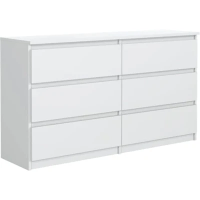 Abbildung von meble masztalerz Kommode Weiss mit 6 Schubladen 120 cm, Sideboard Wohnzimmer, Schlafzimmer H: 78,5cm, B: T: 39 Schubladen, Schubladenschrank