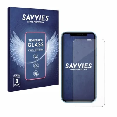 Abbildung von Savvies Panzer Schutz Glas für Apple iPhone XR / 11 (3 Stück) 9H Hartglas, Anti Fingerprint, Displayschutz
