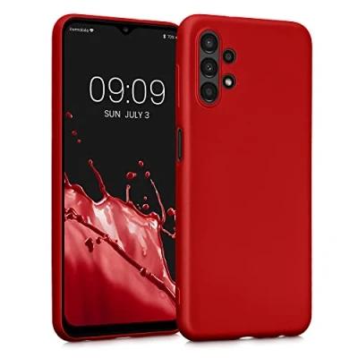 Abbildung von kwmobile Case kompatibel mit Samsung Galaxy A13 4G Hülle Schutzhülle aus Silikon metallisch schimmernd Handyhülle Metallic Dunkelrot