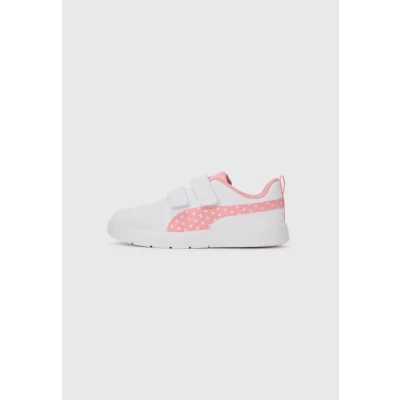 Abbildung von Puma Courtflex V3 Dotty Unisex Laufschuh Trail für Kinder, Größe: 28, White/pinkscape/silver/coloured mist Schuhe