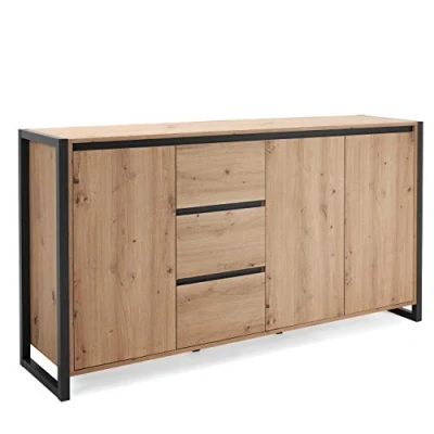 Abbildung von Newroom Sideboard Vincent, Wildeiche Vintage Industrial Highboard Anrichte Wohnzimmer