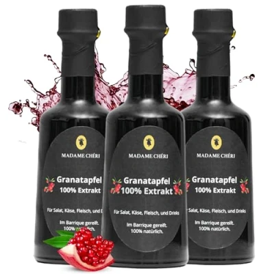 Abbildung von Madame Chéri Granatapfelsirup natürlich, türkisch 250ml inkl. Extrakt aus 100% Granatapfel Granatapfelextrakt, Nar Eksisi der Türkei für Salat Dressing, Marinade, Getränke