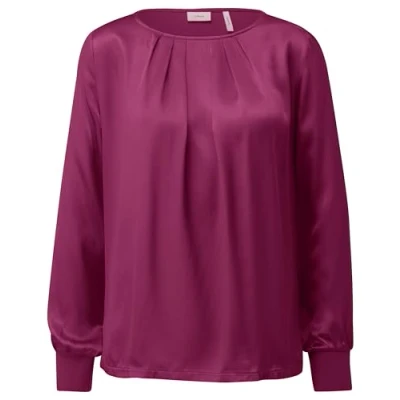 Abbildung von s.Oliver Black Label Modieus Langarmshirt, Damen, Größe: 40, Fuchsia