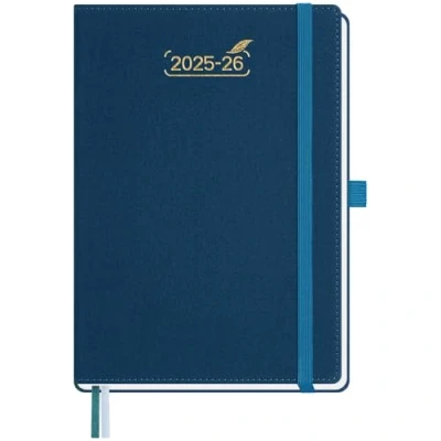 Abbildung von BEZEND 18 Monate Kalender 2025 2026 Terminplaner (Juli 25 Dez 26), Wochenplaner A5 1 Woche 2 Seiten mit Spalten, Buchkalender 25/26 Hardcover, Preußisch Blau