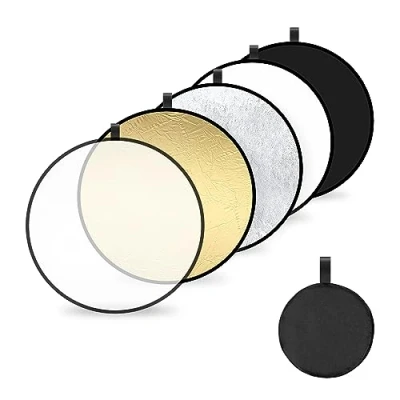 Abbildung von Licht Reflektor 5 in1 Fotografie Reflector 60cm Rund Diffusor Faltreflektor für Portrait Foto Selfie Hochzeitsfotografie Außenbeleuchtung