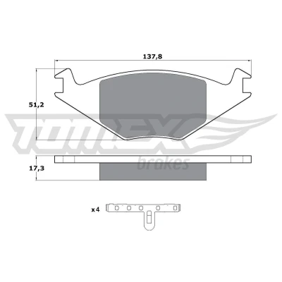 Abbildung von TOMEX brakes TX 10 15 Bremsbelagsatz Vorderachse mit Zubehör VOLKSWAGEN: GOLF 3, 2, Polo II Coupe, SEAT: Ibiza Cordoba I Limousine