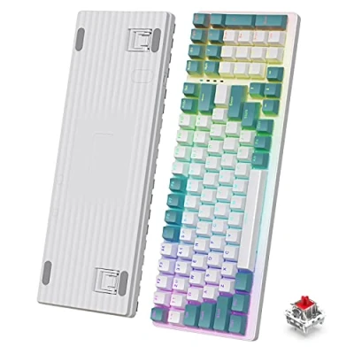 Abbildung von K3 Mechanische Tastatur ultrakompakt Mini Volle Größe Typ C USB Pro Kontrol Freek NKRO wasserfest 10 RGB Chroma Beleuchtung LED Taktil &amp; klickend linearer roter Schalter für PC/Mac,QWERTY Layout