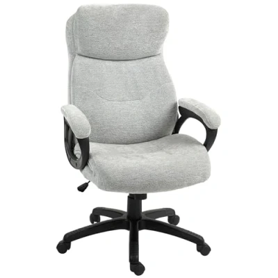 Abbildung von HOMCOM Bürostuhl mit Wippfunktion, ergonomisch Schreibtischstuhl, höhenverstellbar Drehstuhl, gepolstert, bis 120 kg belastbar, für Büro, Arbeitszimmer, Hellgrau