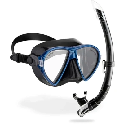 Abbildung von CRESSI Unisex Adult Kombiset Ocean Mask + Gamma Snorkel, zum Tauchen und Schnorcheln, Schwarz/Blau, Einheitsgröße