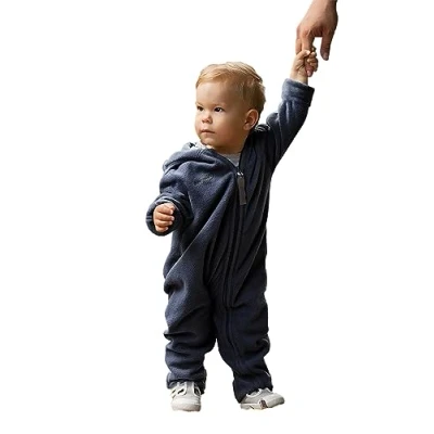Abbildung von Hoppediz Baby Overall aus Fleece, extra lange Beine perfekt für die Babytrage, Umschlagbündchen an Händen und Füßen ocean 68 74