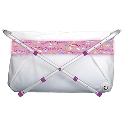 Abbildung von Bibabad Faltbare Babybadewanne Rutschfeste, tragbare Badewanne für Dusche mit Rahmen Geeignet Kinder von 1 bis 8 Jahren Babybadezubehör Kleinkinder Pink einstallbar 60 80 cm