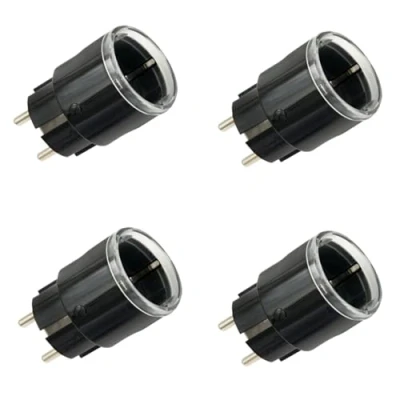 Abbildung von Shelly Plug S MTR Gen3 Schwarz, 4er Pack, Matter zertifizierte intelligente Steckdose mit Stromüberwachung und mehrfarbiger LED Anzeige, iOS Android APP Fernbedienung, Google Home+Alexa Zubehör, Timer