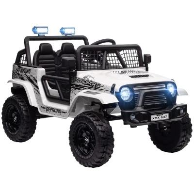Abbildung von AIYAPLAY Elektro Kinderauto mit Musikanschluss, 2,4G Fernbedienung, Scheinwerfer, Hupe, 3 5 km/h, Belastbarkeit 50 kg, (1 tlg), für Kinder 6 Jahre, Weiß