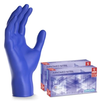 Abbildung von 200x ARNOMED Einweghandschuhe Dunkelblau (2x100 Stk), Einmalhandschuhe S, Nitril Handschuhe Einweg, Nitrilhandschuhe puderfrei, Gummihandschuhe Schutzhandschuhe, M, L, XL