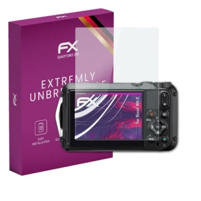 Abbildung von atFoliX Glasfolie kompatibel mit Ricoh WG 6 Panzerfolie, 9H Hybrid Glass FX Schutzpanzer Folie
