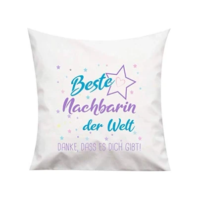 Abbildung von ShirtInStyle, Geschenkset, Kissen beste Nachbarin der Welt, danke das es Dich gibt! Farbe weiß