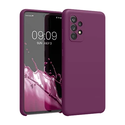 Abbildung von kwmobile Hülle kompatibel mit Samsung Galaxy A52 / 5G A52s Silikon Handy Case Handyhülle weiche Oberfläche kabelloses Laden Bordeaux Violett