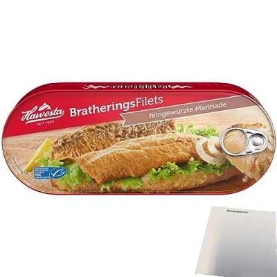 Abbildung von Hawesta Bratheringsfilets in feingewürzter Marinade MSC (325g Dose) + usy Block