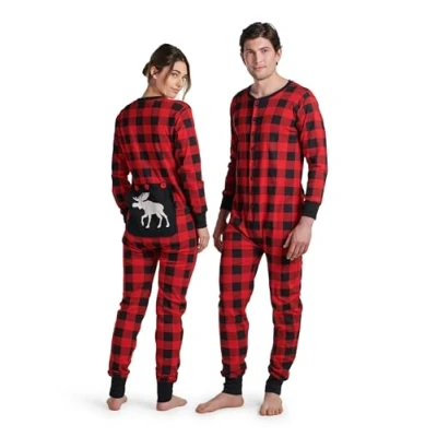 Abbildung von Hatley Unisex Union Suit Pyjamaset, Buffalo Plaid, Kind M
