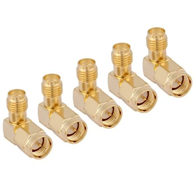 Abbildung von Walfront 5 Stück SMA Adapter 90 Grad Winkeladapter Stecker auf Buchse Winkelstecker Winkelverbinder Rechts Set Steckverbinder weiblich für RF Verbindung