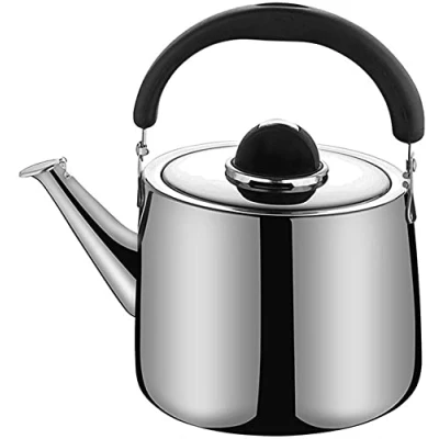 Abbildung von AWAING Flötenkessel Induktion Camping Pfeifkessel Großer Kochkessel für Gasherd mit klappbarem Griff Langlebiger Leichter Wasserkocher Wasserkessel Holzofen(Color:Silver;Size:8L)