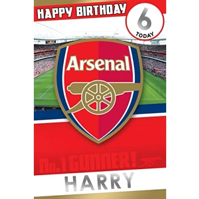 Abbildung von Danilo Promotions Limited Personalisierte Arsenal FC Geburtstagskarte, jedes Alter, Fußballkarte, jeder Name, Geburtstagskarten, mehrfarbig, 22,9 x 15,2 cm