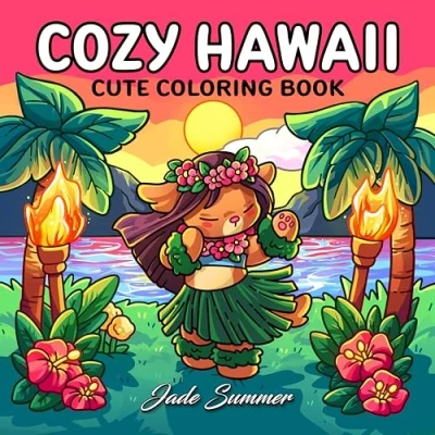 Abbildung von Cozy Hawaii: Cute Coloring Book for Adults and Teens with Charming Characters Easy to Color Tropical Scenes Relaxation (Comfy Books)
