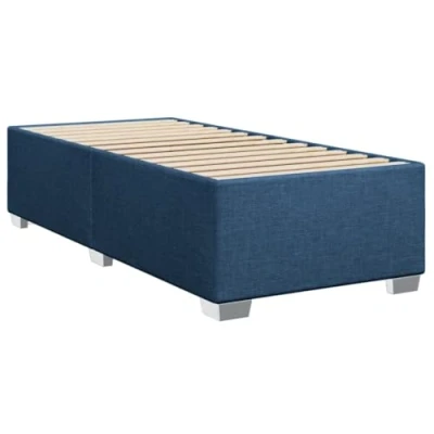 Abbildung von vidaXL Bettgestell, Bett mit Bettfüße Lattenrost, Polsterbett für Schlafzimmer, Einzelbett Bettrahmen, Modern, Blau 90x200cm Stoff