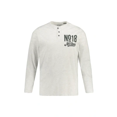 Abbildung von JP 1880 Herren große Größen Menswear L 8XL Schlafanzug Oberteil, Homewear, Oeko TEX, Henley, Print, Langarm hellgrau mélange XXL 821106134