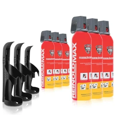 Abbildung von XENOTEC Premium Feuerlöschspray 6 x 750ml 3 Wandhalter Stopfire Autofeuerlöscher REINOLDMAX inklusive Wandhalterung schwarz wiederverwendbar