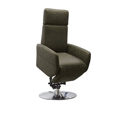 Abbildung von Cavadore TV Sessel Cobra / Fernsehsessel mit 2 E Motoren, Akku und Aufstehhilfe Relaxfunktion, Liegefunktion Ergonomie S 71 x 108 82 Lederoptik Olive