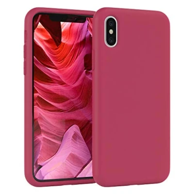 Abbildung von EAZY CASE Nano Silikon Handyhülle kompatibel mit iPhone X/XS, Slimcover Kameraschutz und Innenfutter, Silikonhülle, Schutzhülle, Bumper, Handy Case, Hülle, Softcase Ultra dünn, Beere