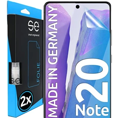 Abbildung von s.e Schutzfolie für Samsung Galaxy Note 20, 2 Stück, Full Screen, Positionierhilfe, Note20 Schutzfolie, transparente Displayfolie, funktionierende Alternative zu Schutzglas, Schutzglasfolie